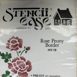 Rose Peony Border HV-19 Stencil Ease Vintage DIY New Old Stock Wall Decor